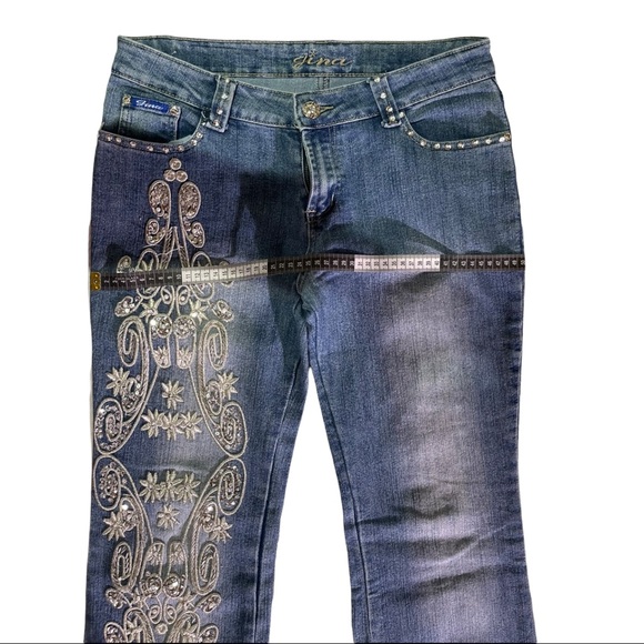Retro embellished bell bottom Jeans size 11/12 - Picture 4 of 6